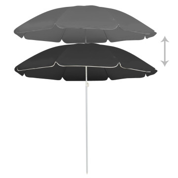 Antracitszürke kültéri napernyő acél rúddal 180 cm - utánvéttel vagy ingyenes szállítással