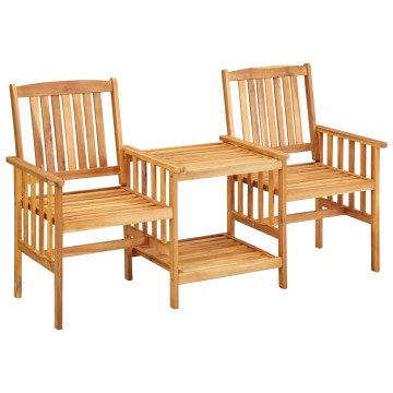 Tömör akácfa kerti székek teázóasztallal és párnákkal - utánvéttel vagy ingyenes szállítással