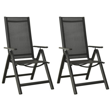 2 db antracit textilén és alumínium összecsukható kerti szék - utánvéttel vagy ingyenes szállítással