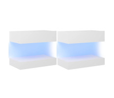 2 db LED-es fehér forgácslap éjjeliszekrény 60 x 35 cm - utánvéttel vagy ingyenes szállítással