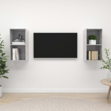 2 db betonszürke forgácslap falra szerelhető TV-szekrény - utánvéttel vagy ingyenes szállítással