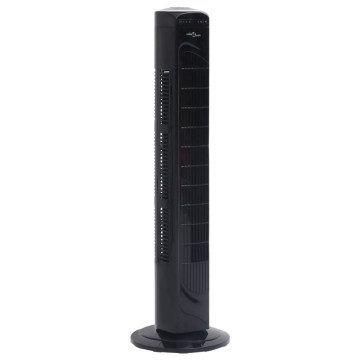 Fekete toronyventilátor távirányítóval és időzítővel Φ24x80 cm - utánvéttel vagy ingyenes szállítással