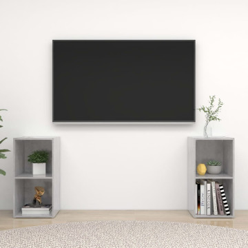 2 db betonszürke forgácslap TV-szekrény 72 x 35 x 36,5 cm - utánvéttel vagy ingyenes szállítással