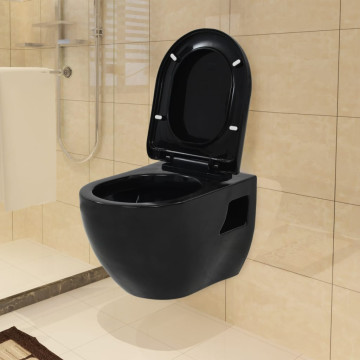 Fekete kerámia fali WC csésze - utánvéttel vagy ingyenes szállítással