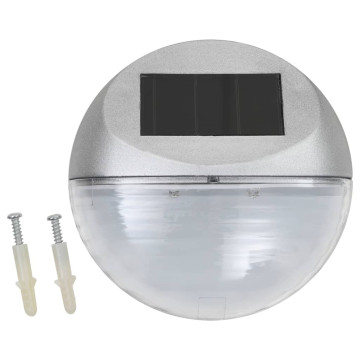 12 db kerek ezüstszínű kültéri napelemes LED falilámpa - utánvéttel vagy ingyenes szállítással