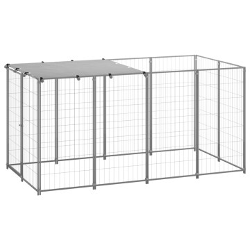 Ezüstszínű acél kutyakennel 2,42 m² - utánvéttel vagy ingyenes szállítással