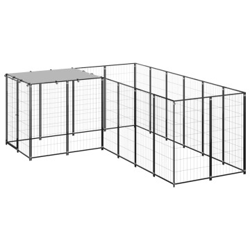 Fekete acél kutyakennel 4,84 m² - utánvéttel vagy ingyenes szállítással