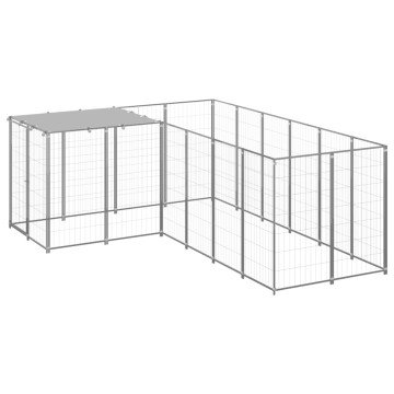 Ezüstszínű acél kutyakennel 4,84 m² - utánvéttel vagy ingyenes szállítással