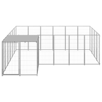 Ezüstszínű acél kutyakennel 8,47 m² - utánvéttel vagy ingyenes szállítással