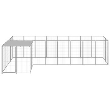 Ezüstszínű acél kutyakennel 6,05 m² - utánvéttel vagy ingyenes szállítással