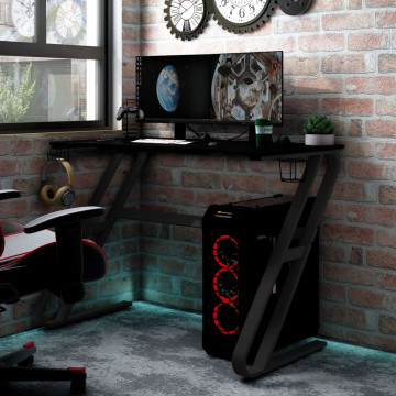 Fekete ZZ-lábú gamer asztal 110 x 60 x 75 cm - utánvéttel vagy ingyenes szállítással