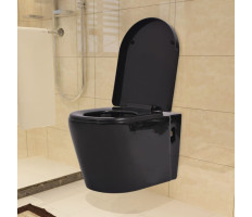 Falra szerelhető fekete kerámia WC rejtett öblítőtartállyal - utánvéttel vagy ingyenes szállítással
