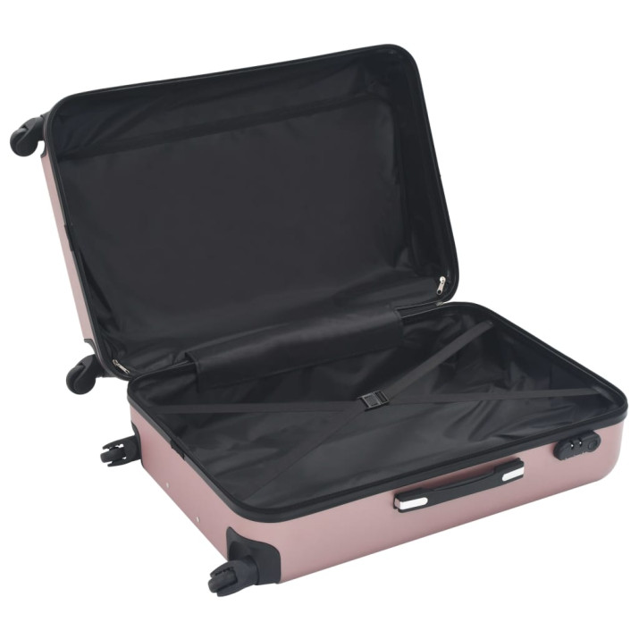 3 db rozéarany színű keményfalú ABS gurulós bőrönd - utánvéttel vagy ingyenes szállítással