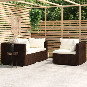 3 részes barna polyrattan kerti ülőgarnitúra párnákkal - utánvéttel vagy ingyenes szállítással