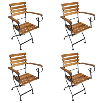 4 darab acél és tömör akácfa kerti összecsukható szék - utánvéttel vagy ingyenes szállítással