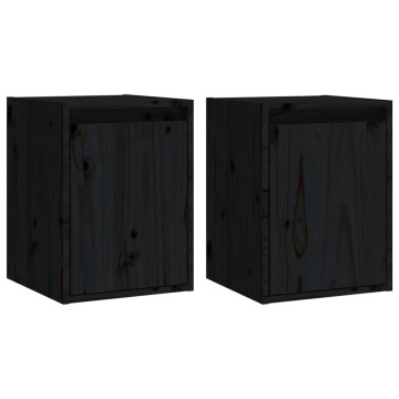 2 darab fekete tömör fenyőfa faliszekrény 30 x 30 x 40 cm - utánvéttel vagy ingyenes szállítással