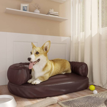 Barna ergonomikus műbőr kutyaágy 60 x 42 cm - utánvéttel vagy ingyenes szállítással