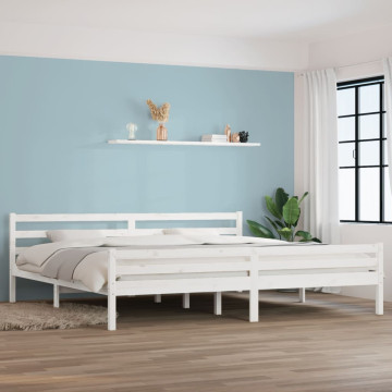 Fehér tömör fa ágykeret 200x200 cm - utánvéttel vagy ingyenes szállítással