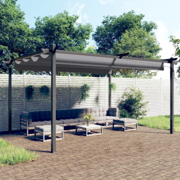 Antracitszürke kerti pavilon behúzható tetővel 4 x 3 m - utánvéttel vagy ingyenes szállítással