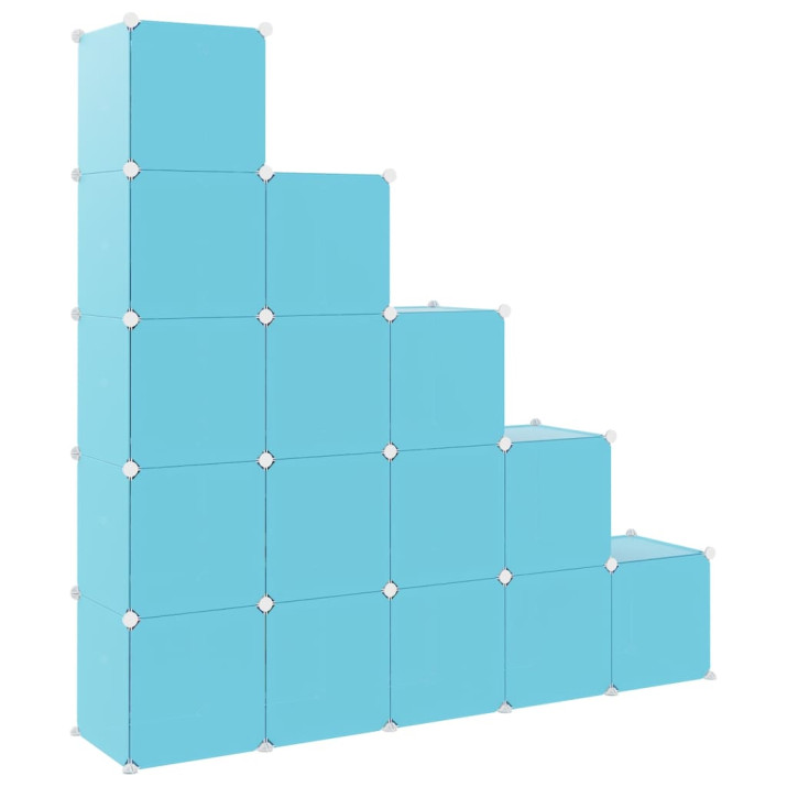 Kék polipropilén tárolókocka gyerekeknek 15 kockával - utánvéttel vagy ingyenes szállítással
