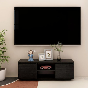 Fekete tömör fenyőfa TV-szekrény 110 x 30 x 40 cm - utánvéttel vagy ingyenes szállítással