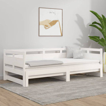 Fehér tömör fenyőfa kihúzható kanapéágy 2 x (90 x 200) cm - utánvéttel vagy ingyenes szállítással
