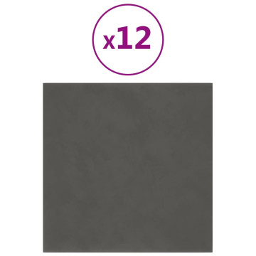 12 db sötétszürke bársony fali panel 30 x 30 cm 1,08 m² - utánvéttel vagy ingyenes szállítással
