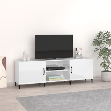 Magasfényű fehér szerelt fa TV-szekrény 150 x 30 x 50 cm - utánvéttel vagy ingyenes szállítással