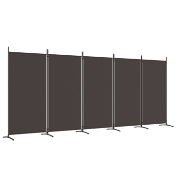5 paneles barna szövet térelválasztó 433 x 180 cm - utánvéttel vagy ingyenes szállítással