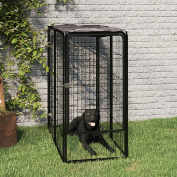 6-paneles fekete porszórt acél kutyakernel 50 x 100 cm - utánvéttel vagy ingyenes szállítással