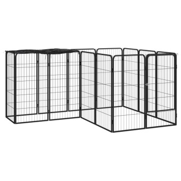 14-paneles fekete porszórt acél kutyakennel 50 x 100 cm - utánvéttel vagy ingyenes szállítással