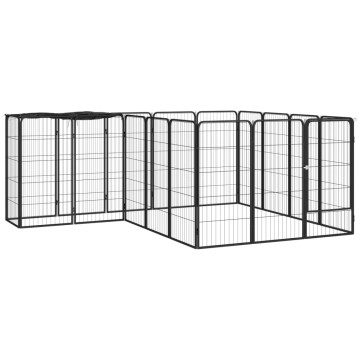 18-paneles fekete porszórt acél kutyakennel 50 x 100 cm - utánvéttel vagy ingyenes szállítással