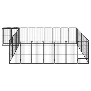 34-paneles fekete porszórt acél kutyakennel 50 x 100 cm - utánvéttel vagy ingyenes szállítással