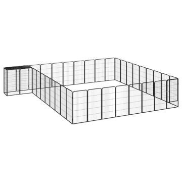 38-paneles fekete porszórt acél kutyakennel 50 x 100 cm - utánvéttel vagy ingyenes szállítással