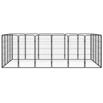 20-paneles fekete porszórt acél kutyakennel 50 x 100 cm - utánvéttel vagy ingyenes szállítással