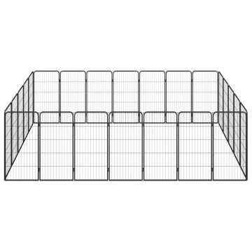 24-paneles fekete porszórt acél kutyakennel 50 x 100 cm - utánvéttel vagy ingyenes szállítással