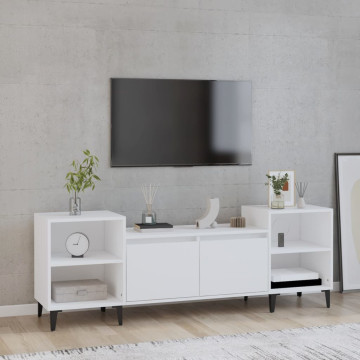 Fehér szerelt fa TV-szekrény 160 x 35 x 55 cm - utánvéttel vagy ingyenes szállítással