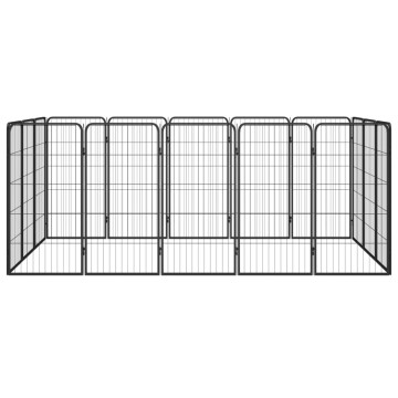 16-paneles fekete porszórt acél kutyakennel 50 x 100 cm - utánvéttel vagy ingyenes szállítással