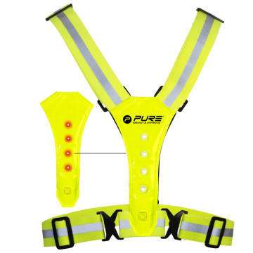 Pure2Improve sárga fényvisszaverő LED-es futómellény - utánvéttel vagy ingyenes szállítással