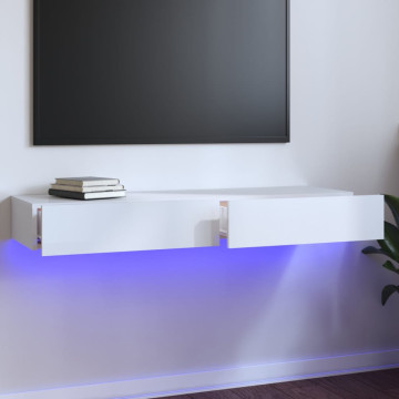 Magasfényű fehér TV-szekrény LED lámpákkal 120 x 35 x 15,5 cm - utánvéttel vagy ingyenes szállítással
