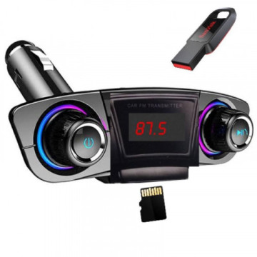 M20 Bluetooth vezeték nélküli FM transzmitter és kihangosító - AUX, TF, USB bemenet - LED kijelzővel