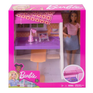 Barbie baba szobával játékszett - hálószoba