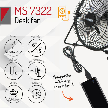 Mesko MS7322 usb mini ventillátor