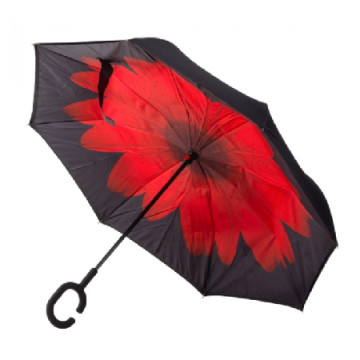 Fordított esernyő - Piros virág mintával - MS-274