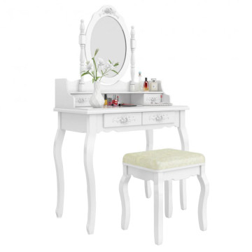 Tükrös fésülködő asztal, székkel Rome, fehér