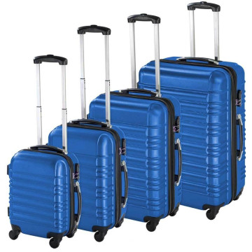 4 db-os merevfalú bőröndszett, kék