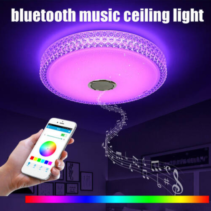 Intelligens RGBW mennyezeti lámpa, Bluetooth hangszóróval, 3000-6500K 40cm