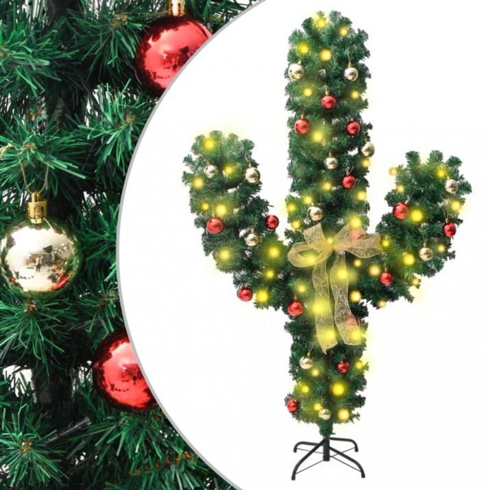 Zöld PVC karácsonyi kaktusz állvánnyal és LED-del 180 cm - utánvéttel vagy ingyenes szállítással